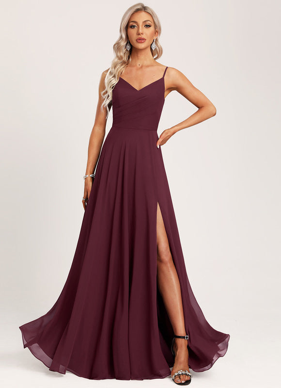 Robe de Soirée Mousseline Beige