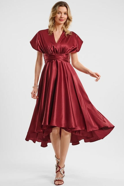 Robe de Soirée Rouge Satiné Moderne - gallery 2