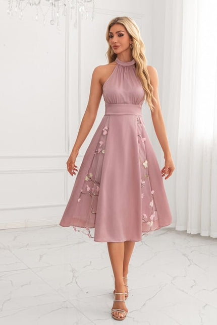 Robe de Soirée Midi Florale Satinée - gallery 4