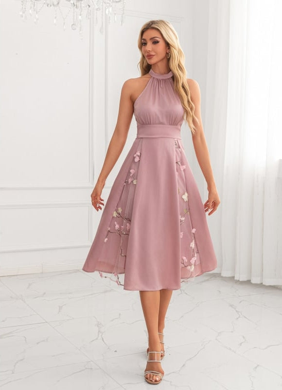 Robe de Soirée Midi Florale Satinée - gallery 4