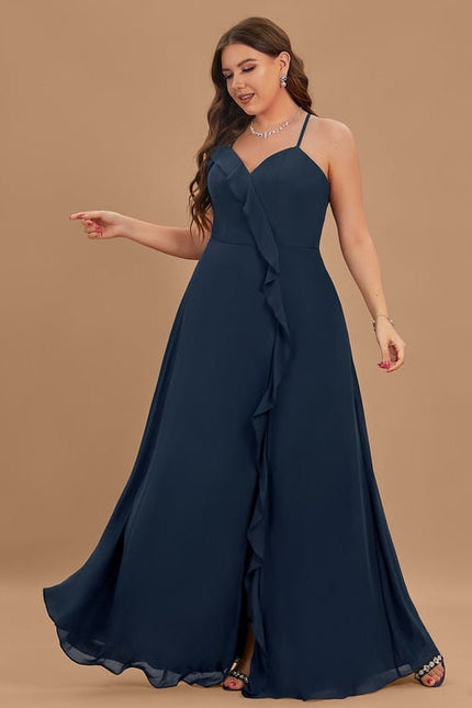 Robe de Soirée Mousseline Beige - gallery 9