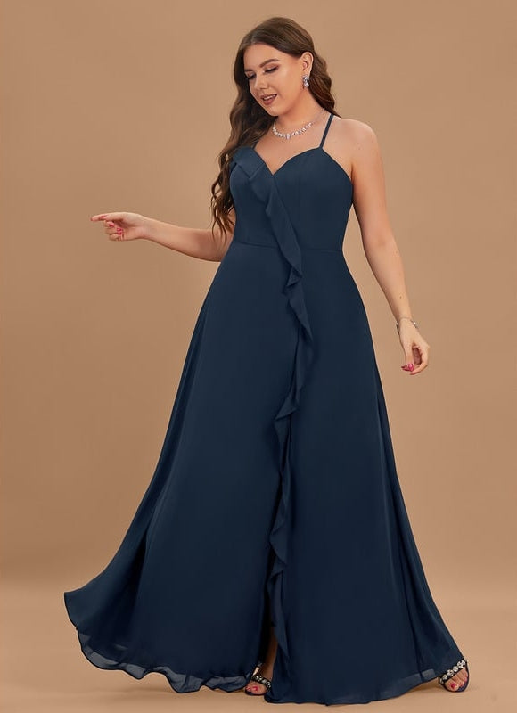 Robe de Soirée Mousseline Beige - gallery 9