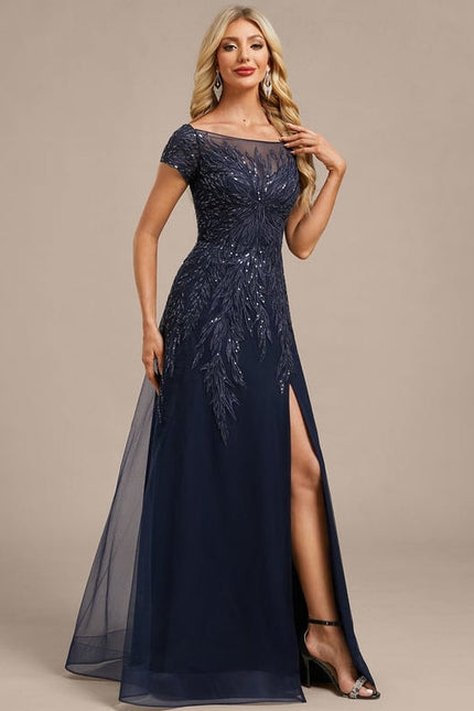 Robe de Soirée Tulle Marine - gallery 5