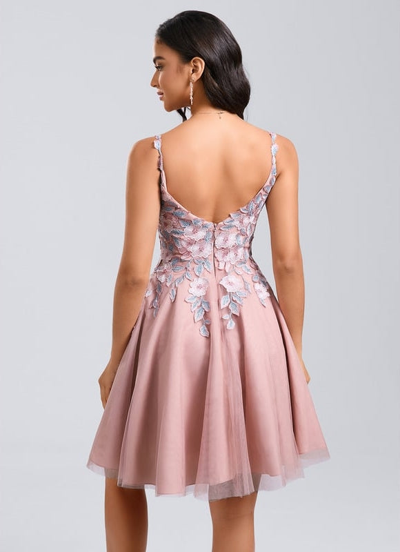 Robe de Soirée Fleurie Rosée - gallery 6