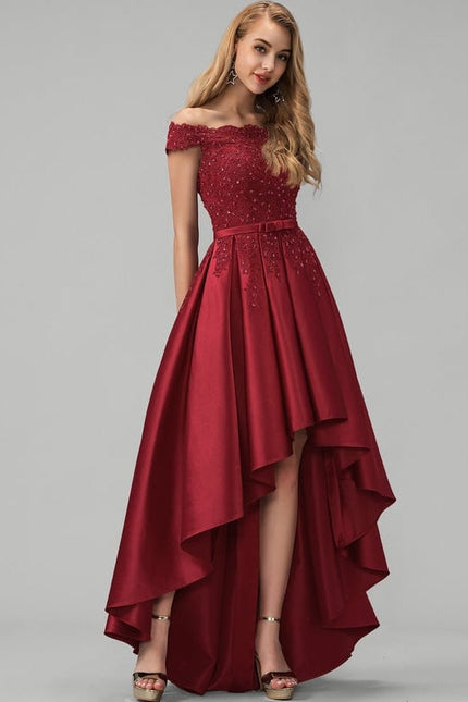 Robe de Soirée Rouge Élégance Asymétrique