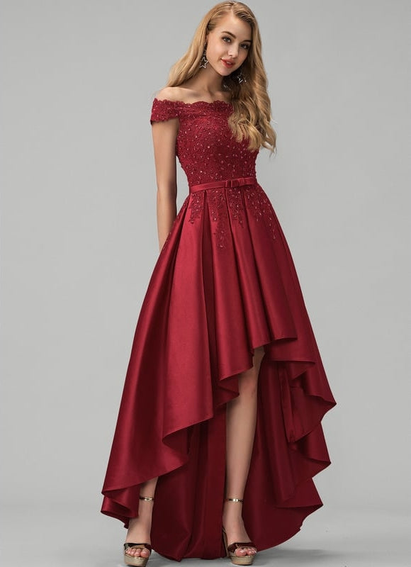 Robe de Soirée Rouge Élégance Asymétrique