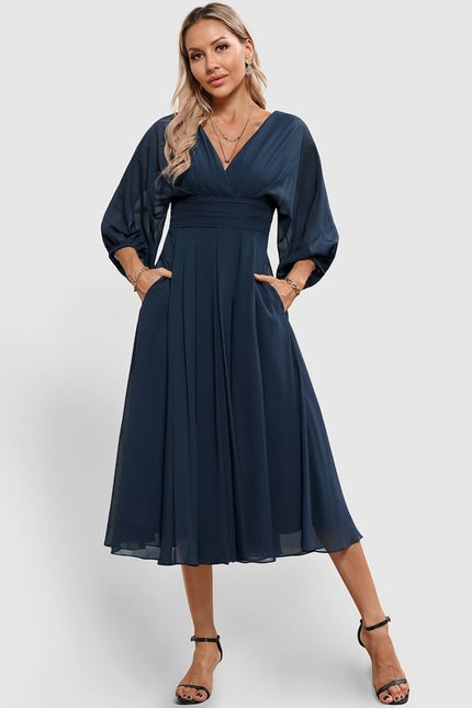 Robe de Soirée Florale Marine