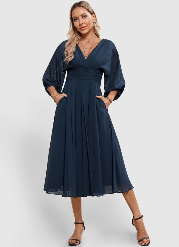Robe de Soirée Florale Marine