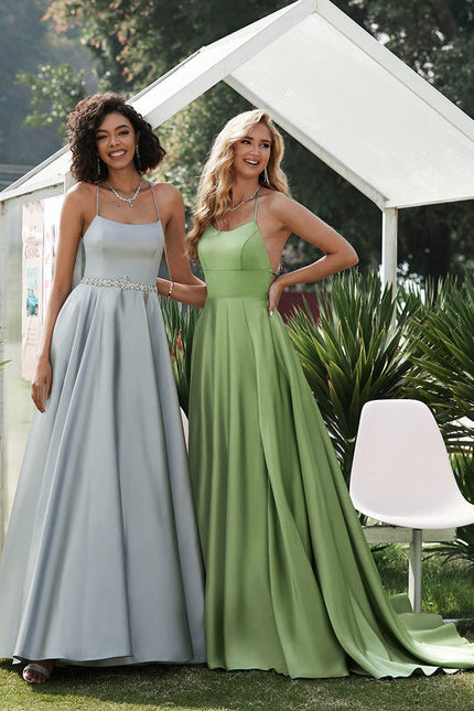 Robe de Soirée Satinée Olive - gallery 4