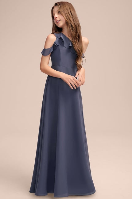 Robe de Soirée Chiffon Une-Épaule - gallery 3