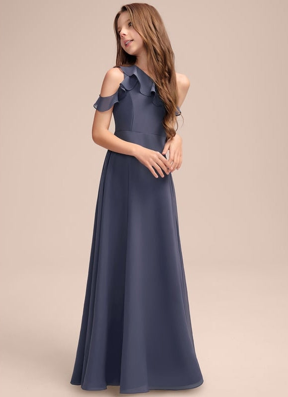 Robe de Soirée Chiffon Une-Épaule - gallery 3