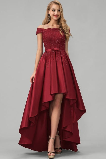 Robe de Soirée Rouge Élégance Asymétrique - gallery 1