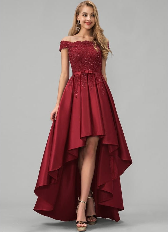 Robe de Soirée Rouge Élégance Asymétrique - gallery 1