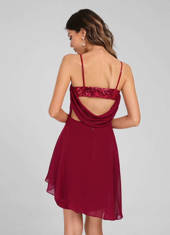 Robe de Soirée Rouge Flottant Chic - gallery 2