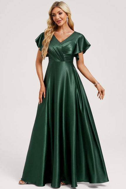 Robe de Soirée Satin Vert Pâle