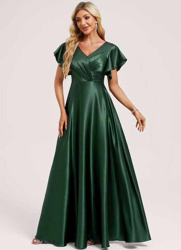 Robe de Soirée Satin Vert Pâle