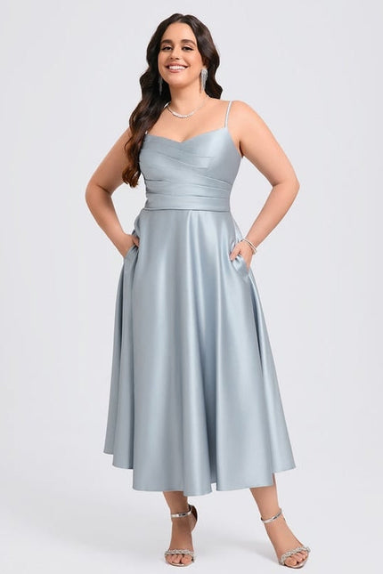 Robe de Soirée Satinée Céleste - gallery 5