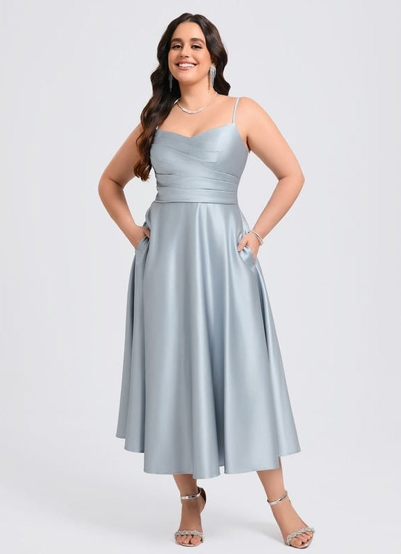 Robe de Soirée Satinée Céleste - gallery 5