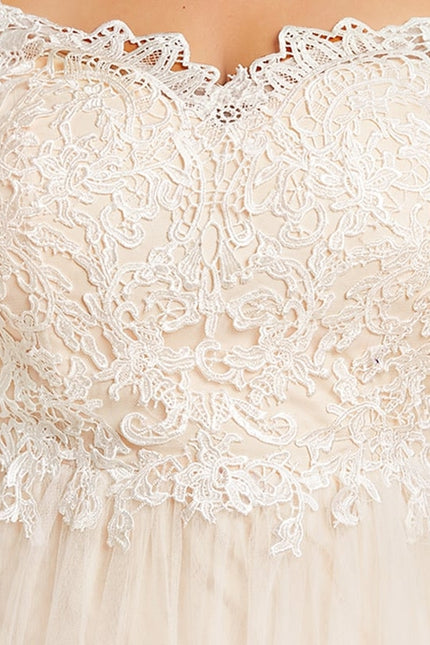 Robe de Soirée Longue Blanche Princesse Dentelle - gallery 1