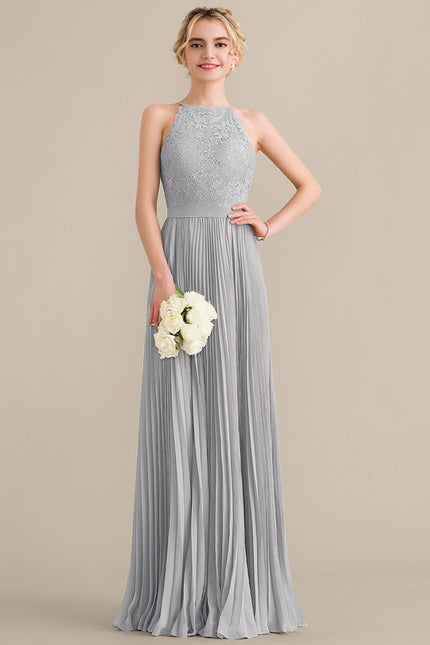 Robe de Soirée Gris Éthéré Plissé - gallery 1