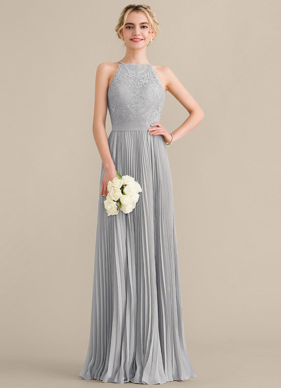 Robe de Soirée Gris Éthéré Plissé - gallery 1