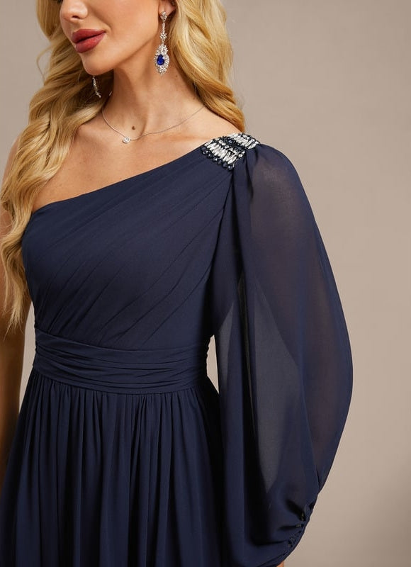 Robe de Soirée Mousseline Asymétrique - gallery 7