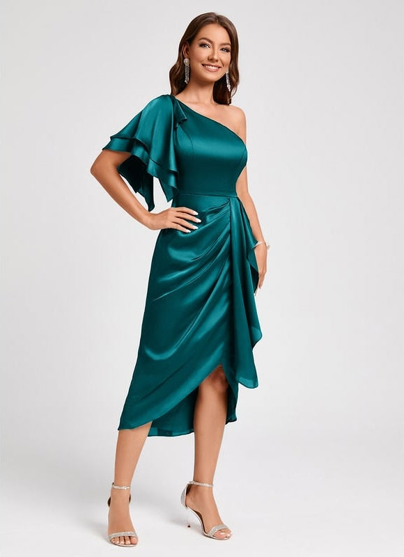 Robe de Soirée Satinée Ondulante