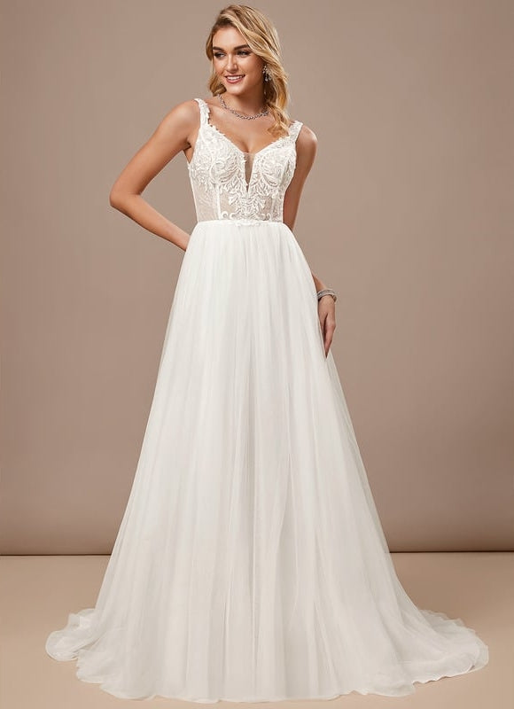 Robe De Soirée Blanche Dentelle - gallery 1