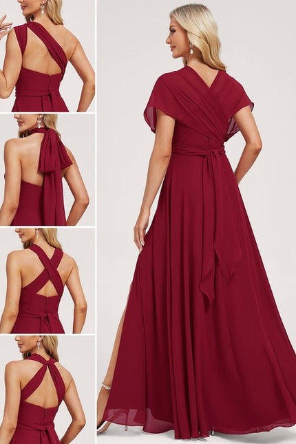 Robe de Soirée Bordeaux Fluide - gallery 2
