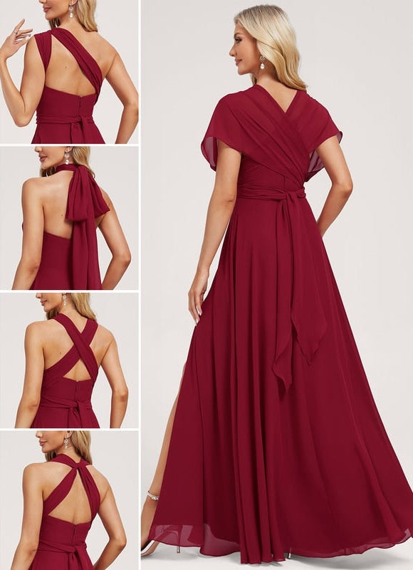 Robe de Soirée Bordeaux Fluide - gallery 2