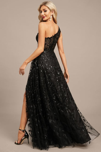 Robe De Soirée Asymétrique Noire - gallery 6