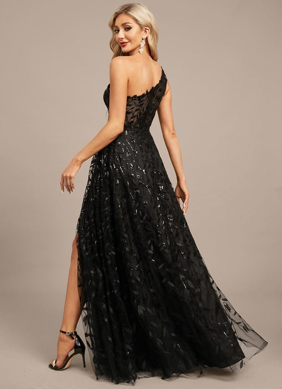 Robe De Soirée Asymétrique Noire - gallery 6