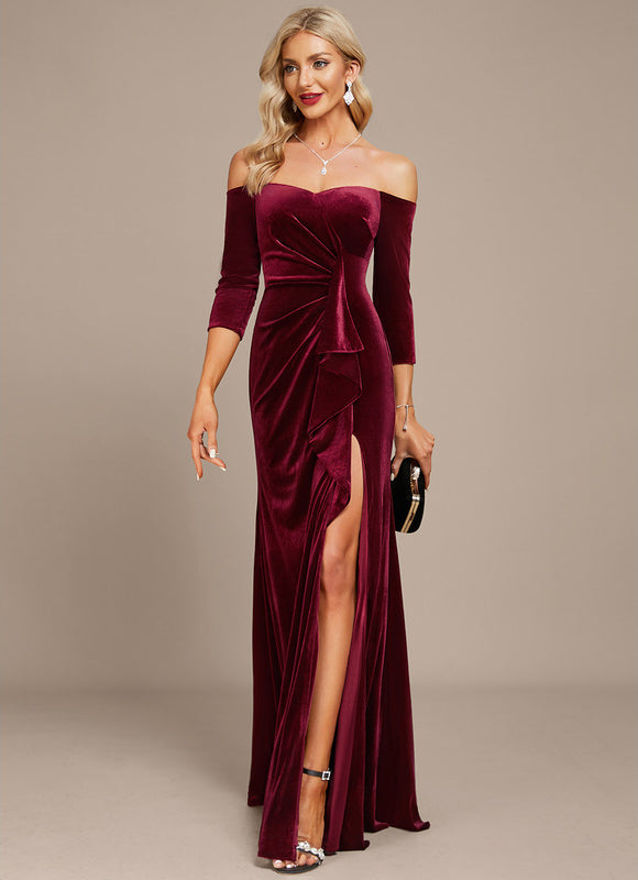 Robe de Soirée Velours Pourpre Élégant - gallery 2