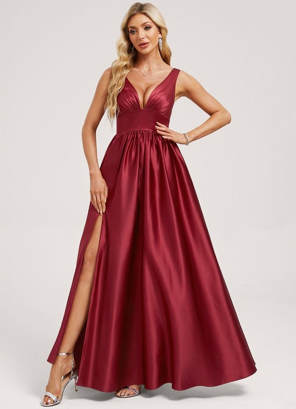 Robe de Soirée Satin Mauve Élégant - gallery 2