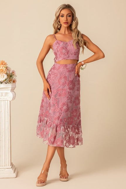 Robe de Soirée Fleur Rose Trapèze