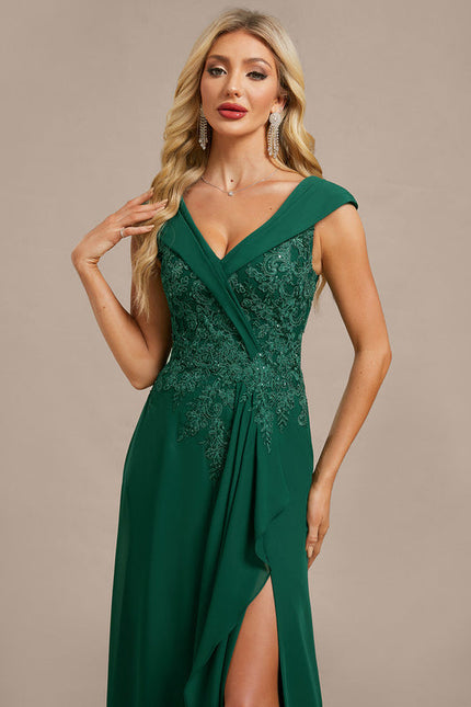 Robe de Soirée Émeraude Drapée - gallery 2
