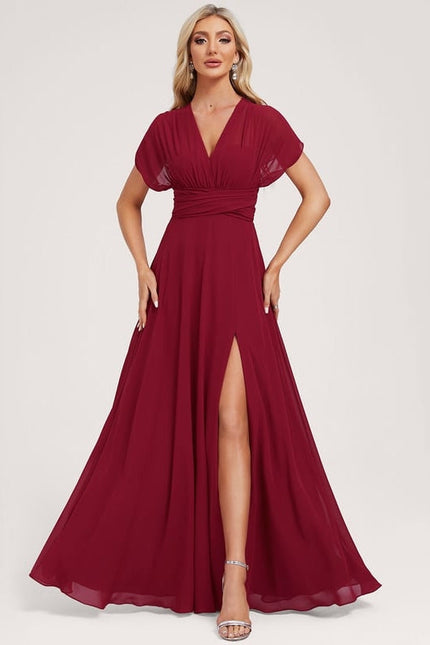 Robe de Soirée Bordeaux Fluide - gallery 6