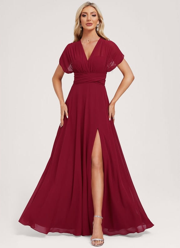 Robe de Soirée Bordeaux Fluide - gallery 6