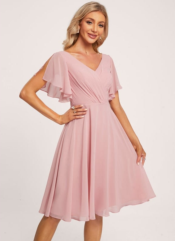 Robe de Soirée Vaporeuse Rose - gallery 1