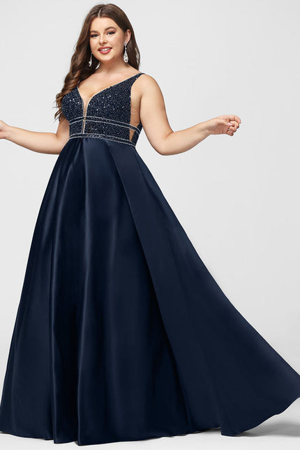 Robe de Soirée Longue Bleue Princesse Perles Paillettes - gallery 7
