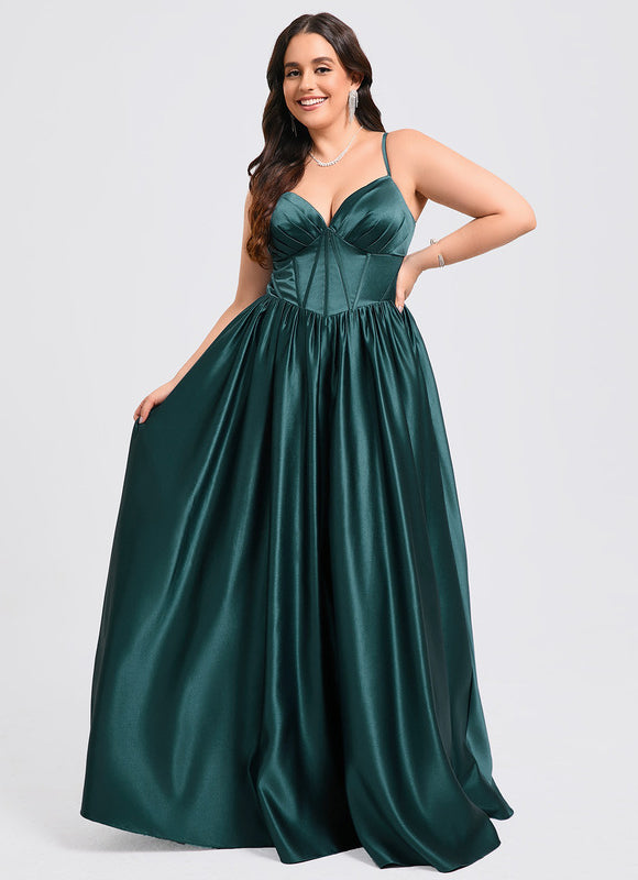 Robe de Soirée Émeraude Satinée - gallery 5