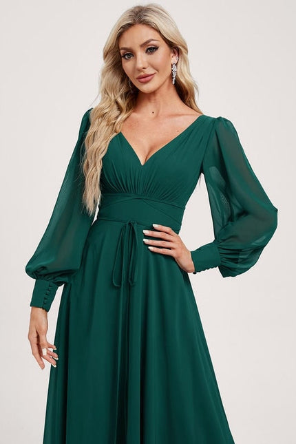 Robe de Soirée Mousseline Beige - gallery 4