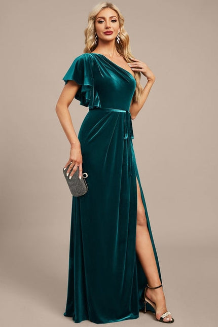 Robe de Soirée Velours Asymétrique - gallery 6