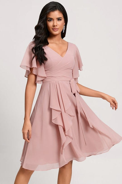 Robe De Soirée Mousseline Rouge - gallery 2
