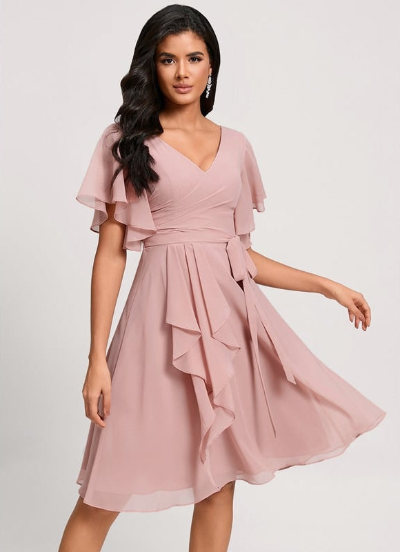 Robe De Soirée Mousseline Rouge - gallery 2
