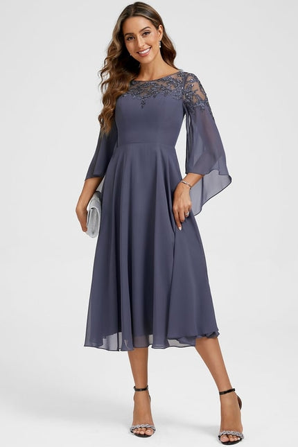 Robe de Soirée Fluide Mauve - gallery 1