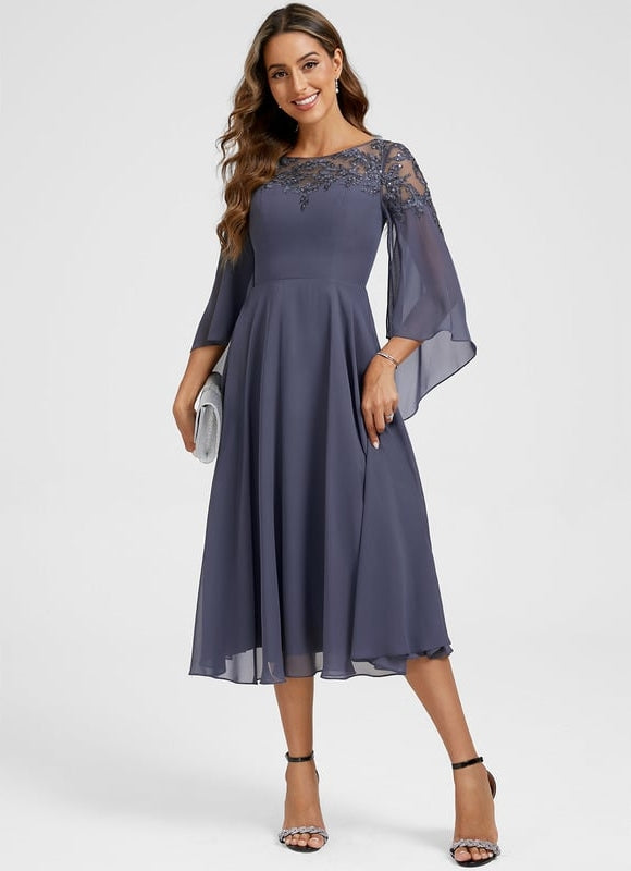 Robe de Soirée Fluide Mauve - gallery 1