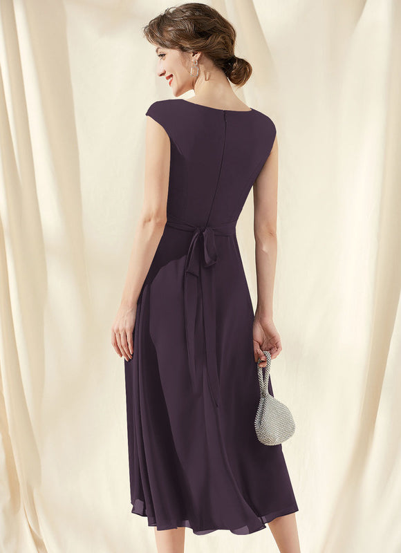 Robe de Soirée Vaporeuse Prune - gallery 4