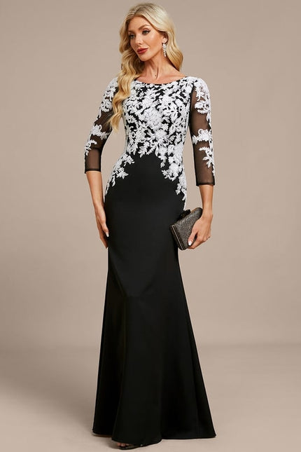 Robe De Soirée Col Bateau Dentelle - gallery 4