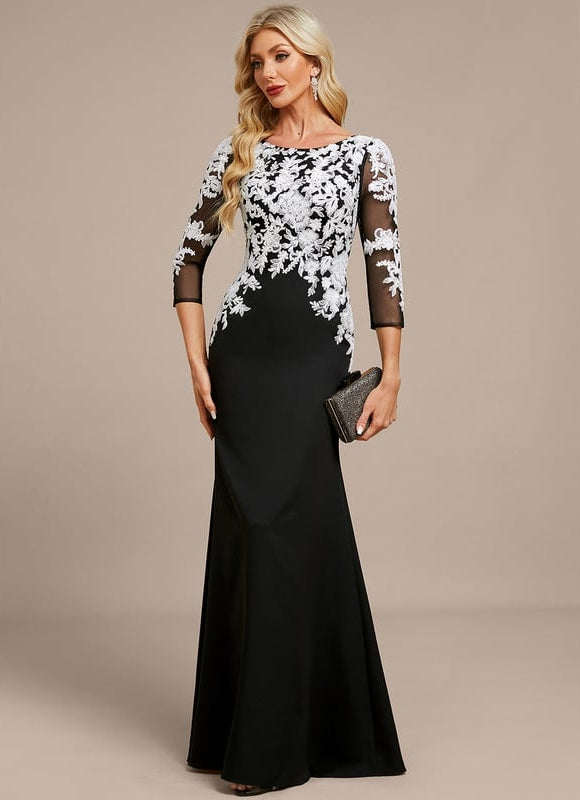 Robe De Soirée Col Bateau Dentelle - gallery 4